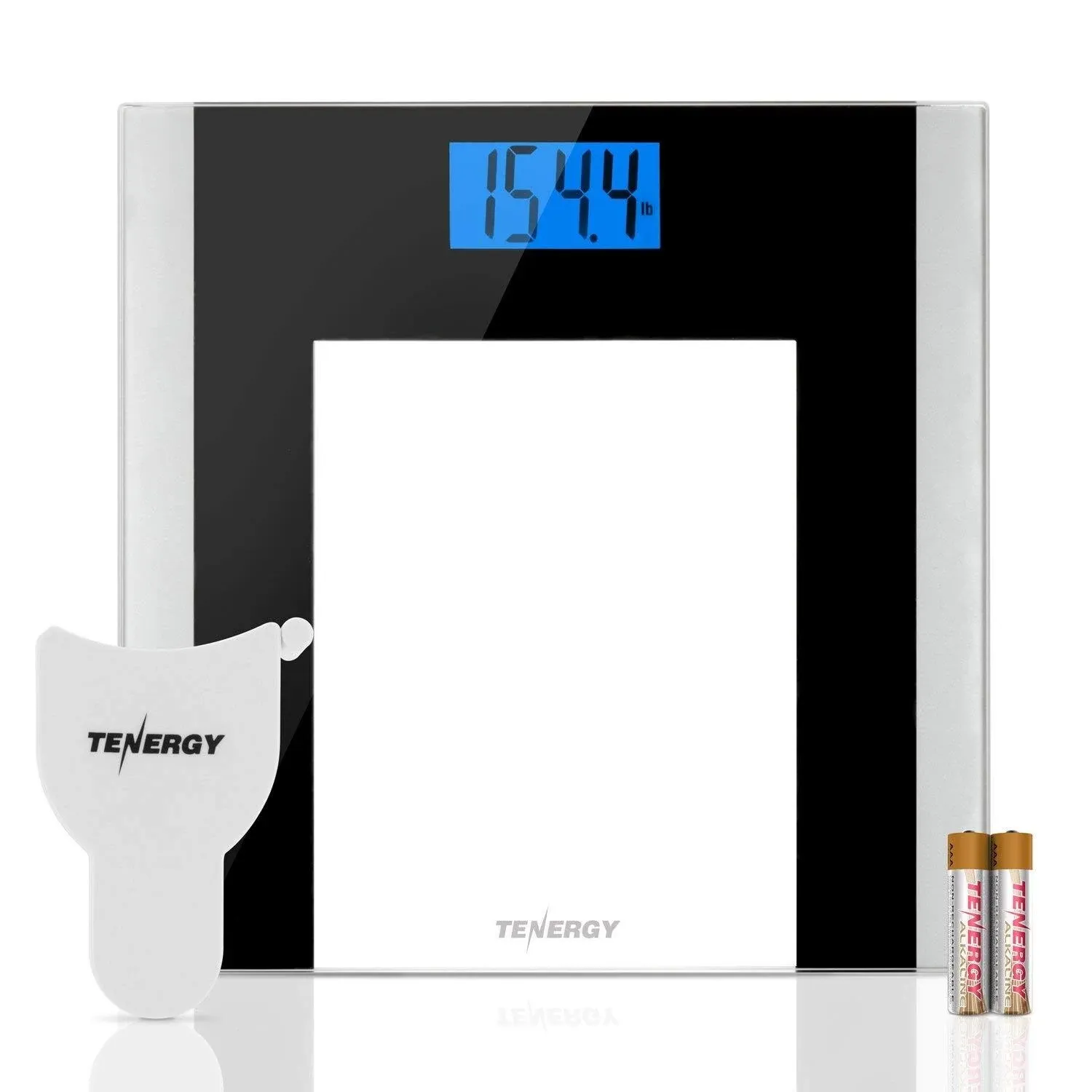 Tenergy Body Weight Scale with Step-On Technology, Tempered Glass Platform w/ Backlit LCD, High Precision Digital Bathroom Scale, 400-Pound Capacity,