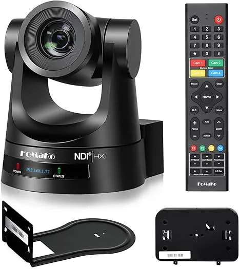 FoMaKo PTZ Camera HDMI 20x Optical Zoom 3G-SDI IP Live Streaming Camera, True to Life Colors, PoE Supports, HDMI PTZ Camera for Church Services Worship Education vMix OBS Wirecast (Black)