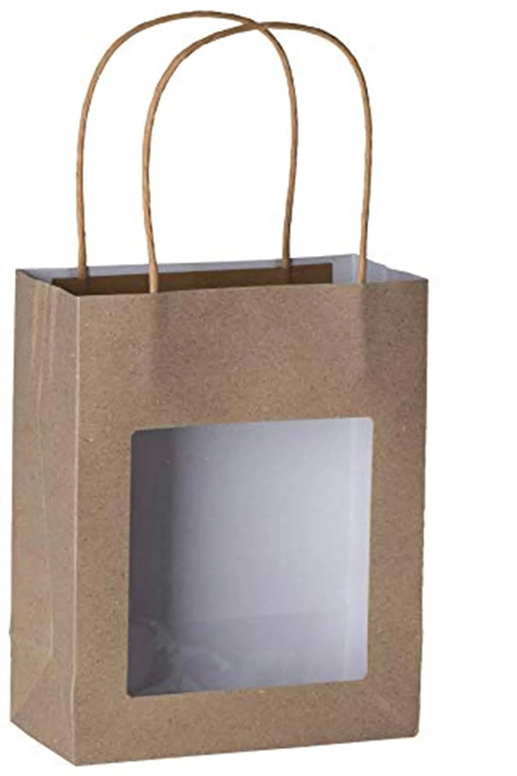 Brown Kraft Paper Bag With Window 10 Pack 7.75"X 6.25"X 3"