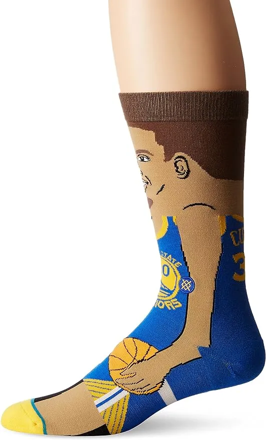 Stance Adult Blue Crew NBA Basketball Warriors Steph Curry Cartoon Socks L 9-12