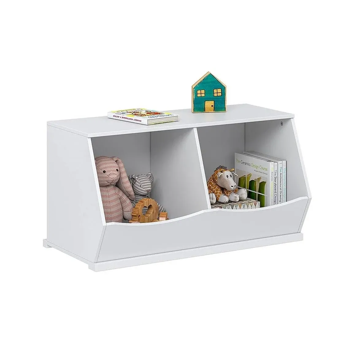 Utex Toy Storage Organizer,Stackable Kids Toy Storage Cubby,Toy Boxes and Storage for Playroom,Bedroom,Nursery School,White