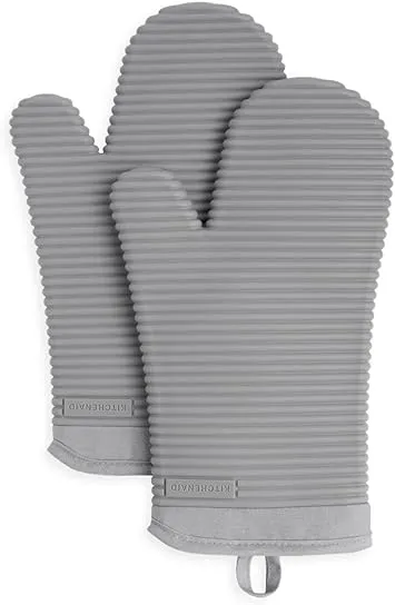 KitchenAid Ribbed Soft Silicone Oven Mitt Set, 7"x13", Grey 2 CountKitchenAid Ribbed Soft Silicone Oven Mitt Set, 7"x1…