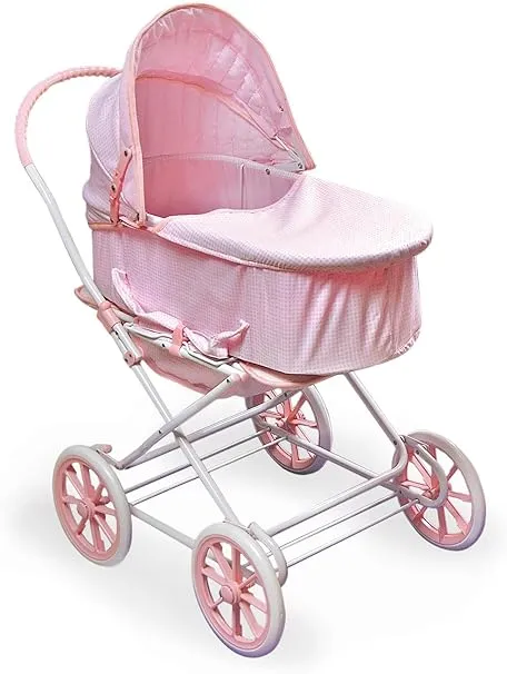 Badger Basket Pink Gingham 3-in-1 Doll Pram Carrier and Stroller