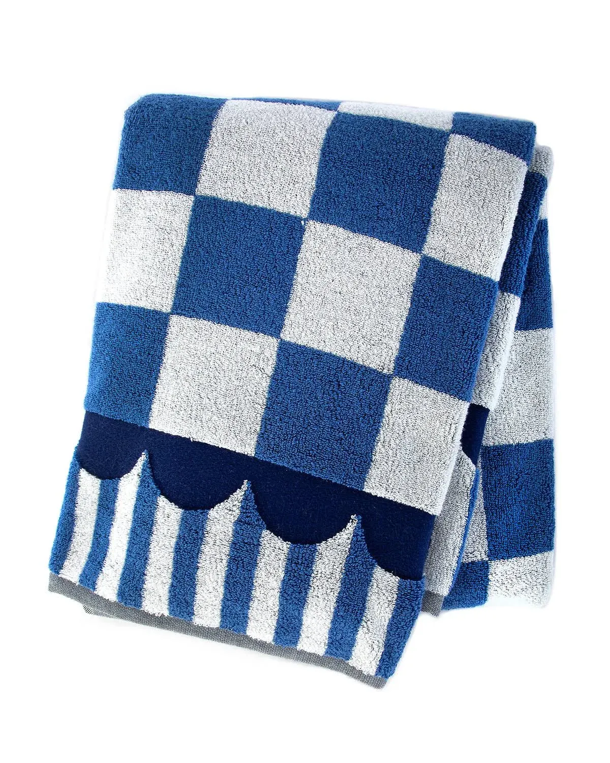 MACKENZIE-CHILDS Bath Towel, Cute, Decorative Bathroom Towel, Blue-and-White Royal Check