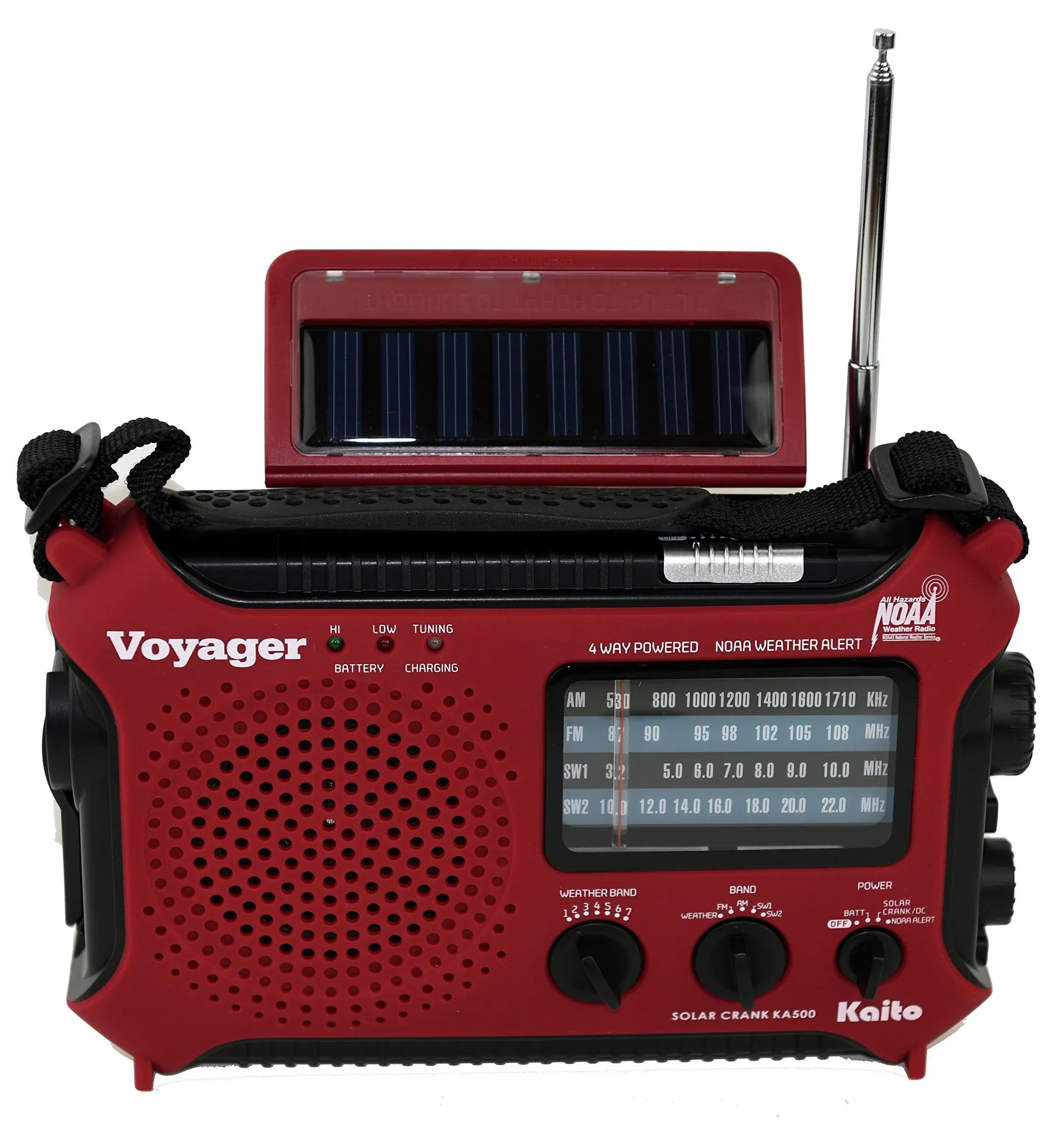 Kaito Ka500red 5-Way Powered Emergency AM/FM/SW Weather Alert Radio Red