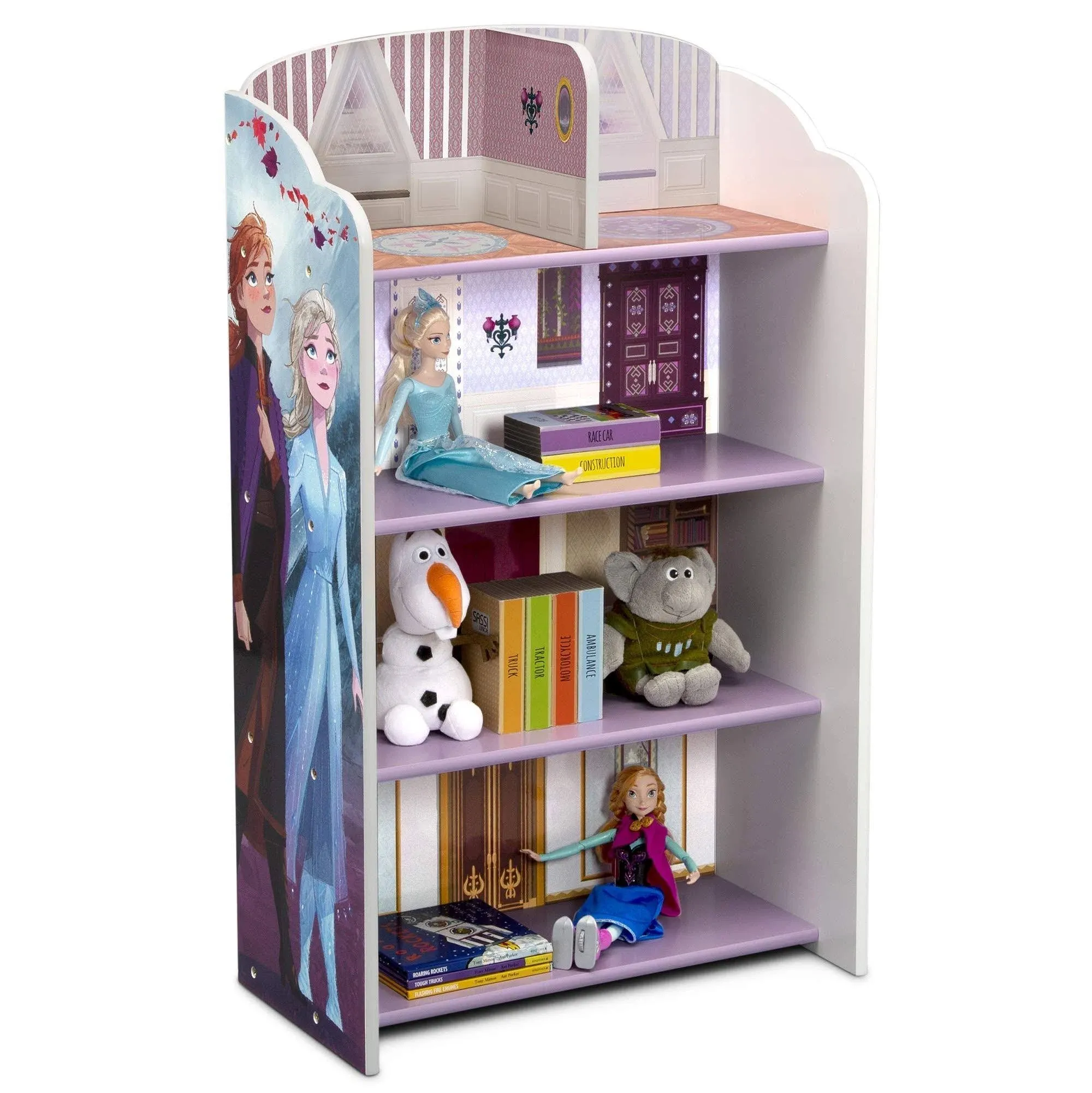 Children Wooden Playhouse 4-Shelf Bookcase for Kids, Frozen II