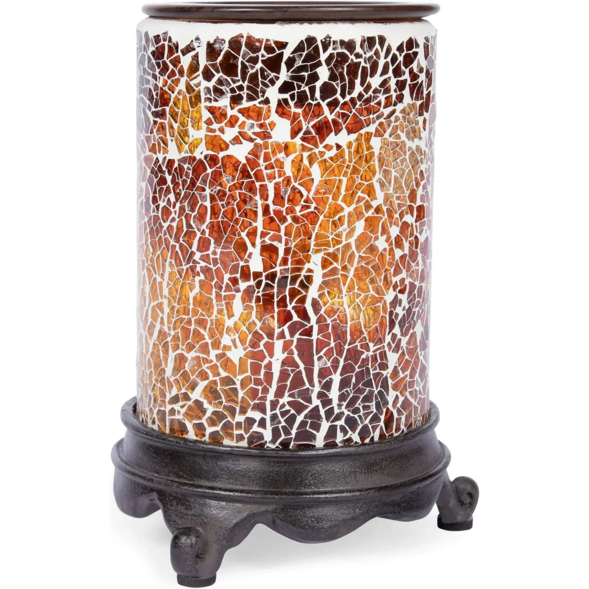 VP Home Wall Plug-in Wax Warmer Mosaic Glass Glowing Amber Electric Fragrance Candle Warmer and Night Light