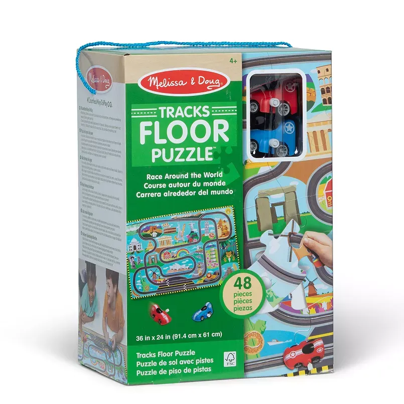 Melissa & Doug Race Around The World Tracks Floor Puzzle