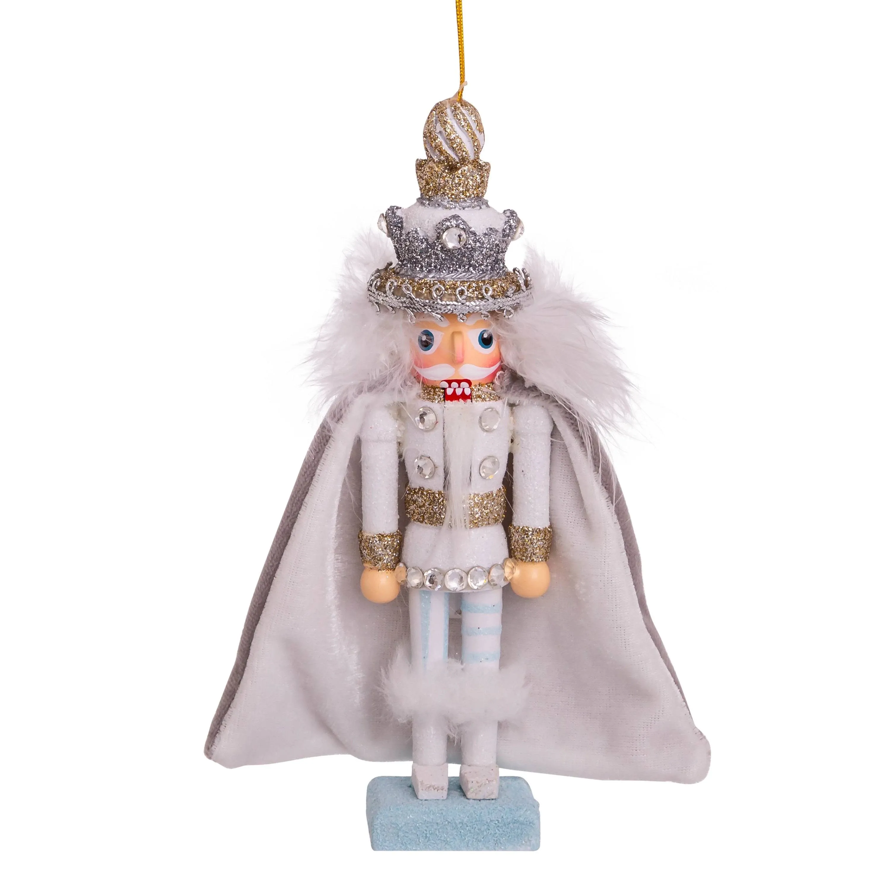 Hollywood White and Silver Swarovski King Nutcracker Ornament 6"