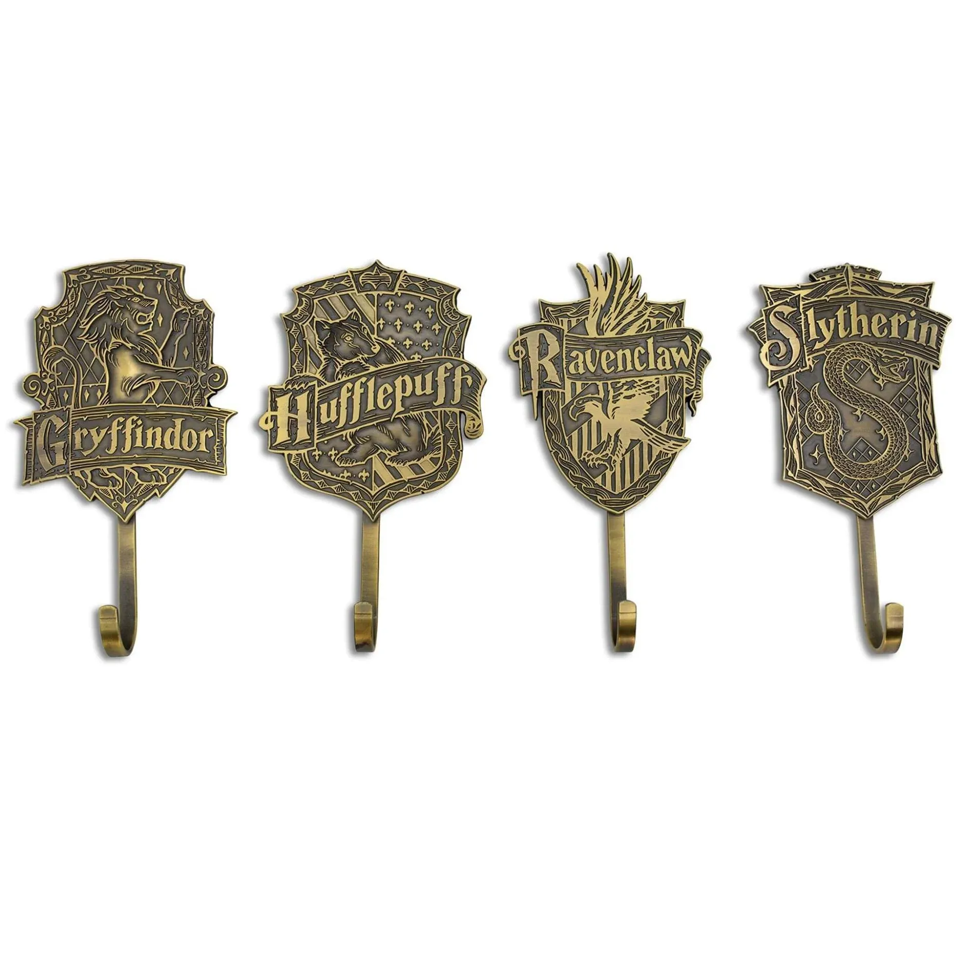 Harry Potter Gold Hogwarts Houses Wall Hooks Storage Rack | Set of 4