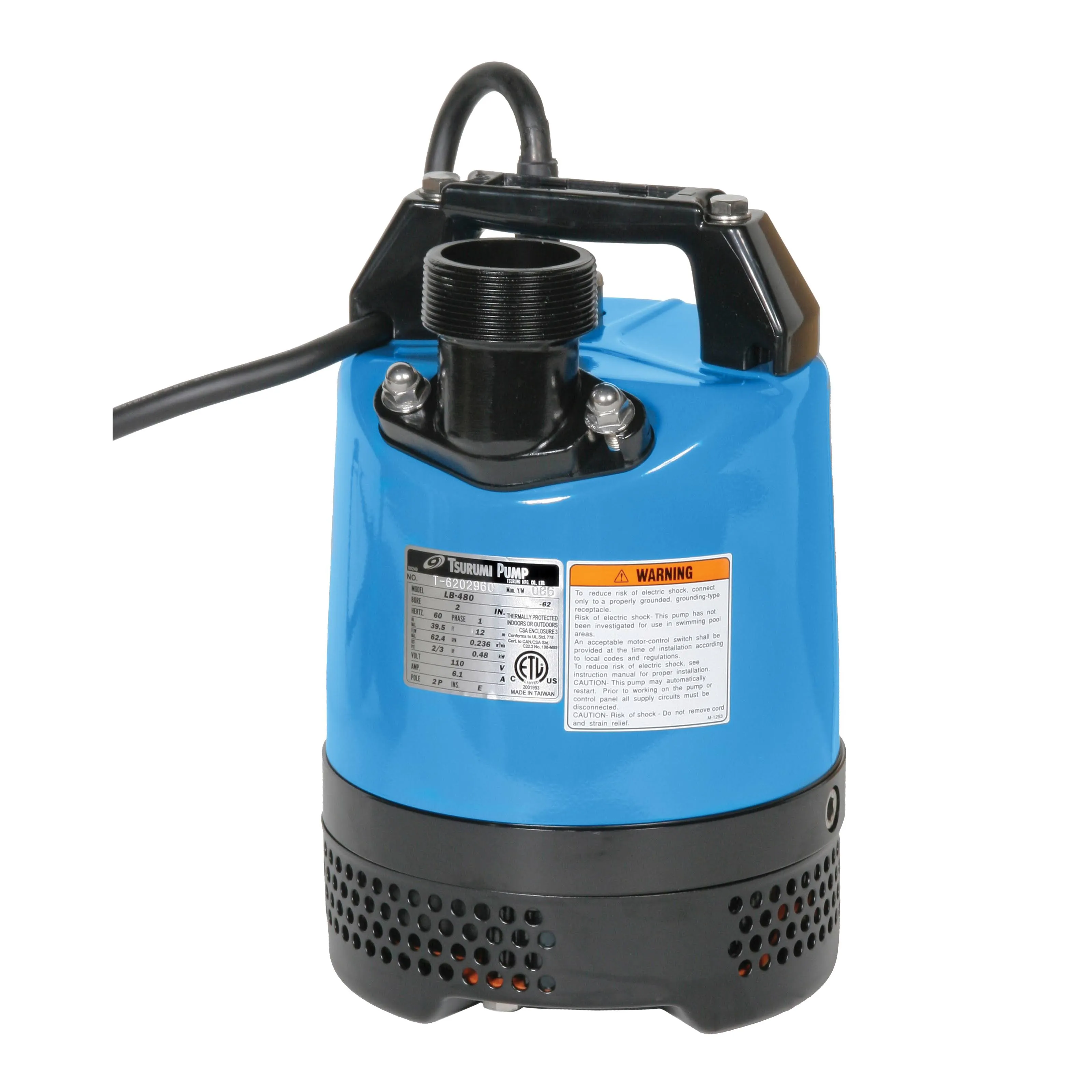 TSURUMI PUMP Manual Electric 2in 2/3HP Submersible Dewatering Pump (LB-480)