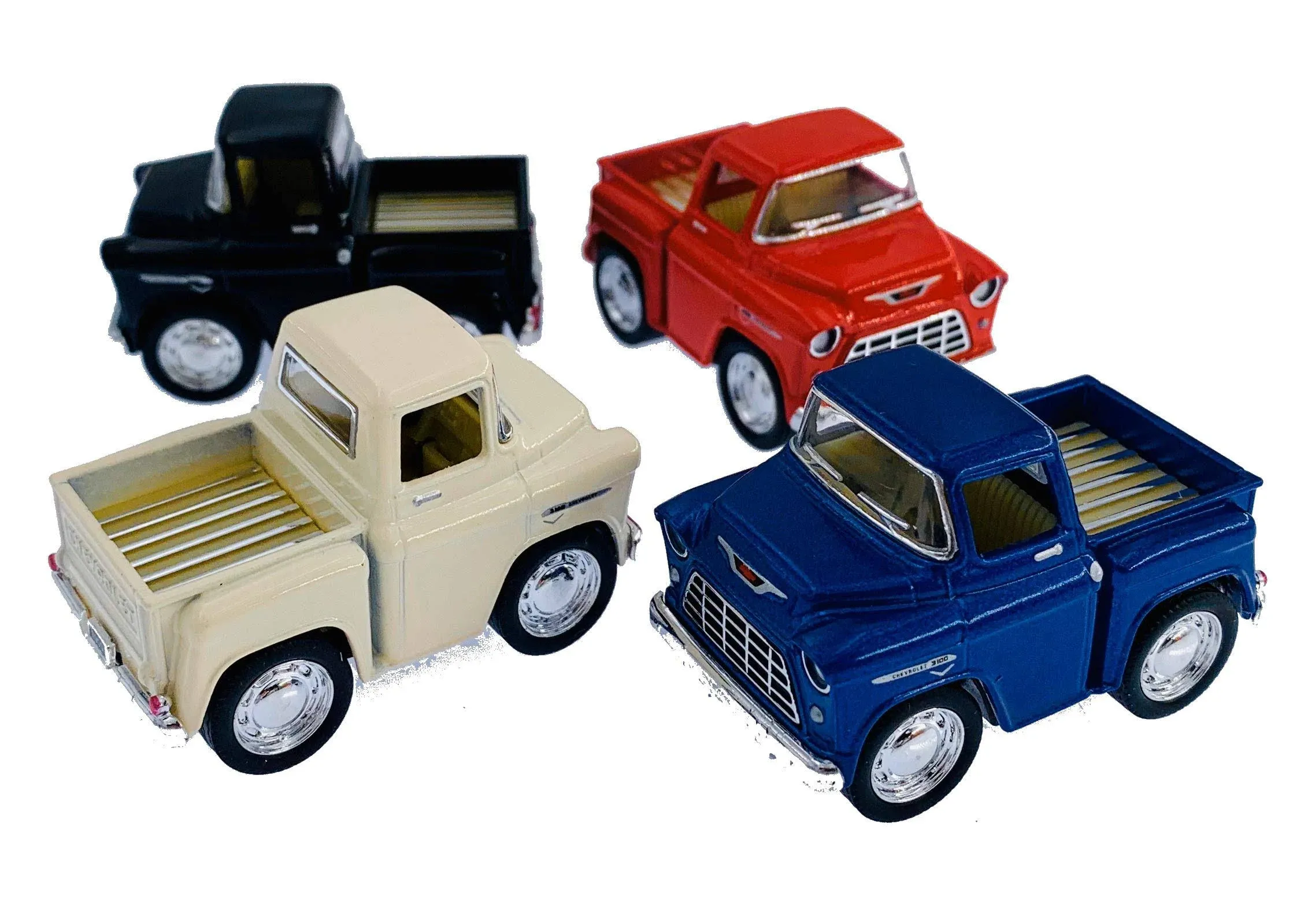 Kinsfun Stepside Junior Set of 4 Pickup Trucks Diecast