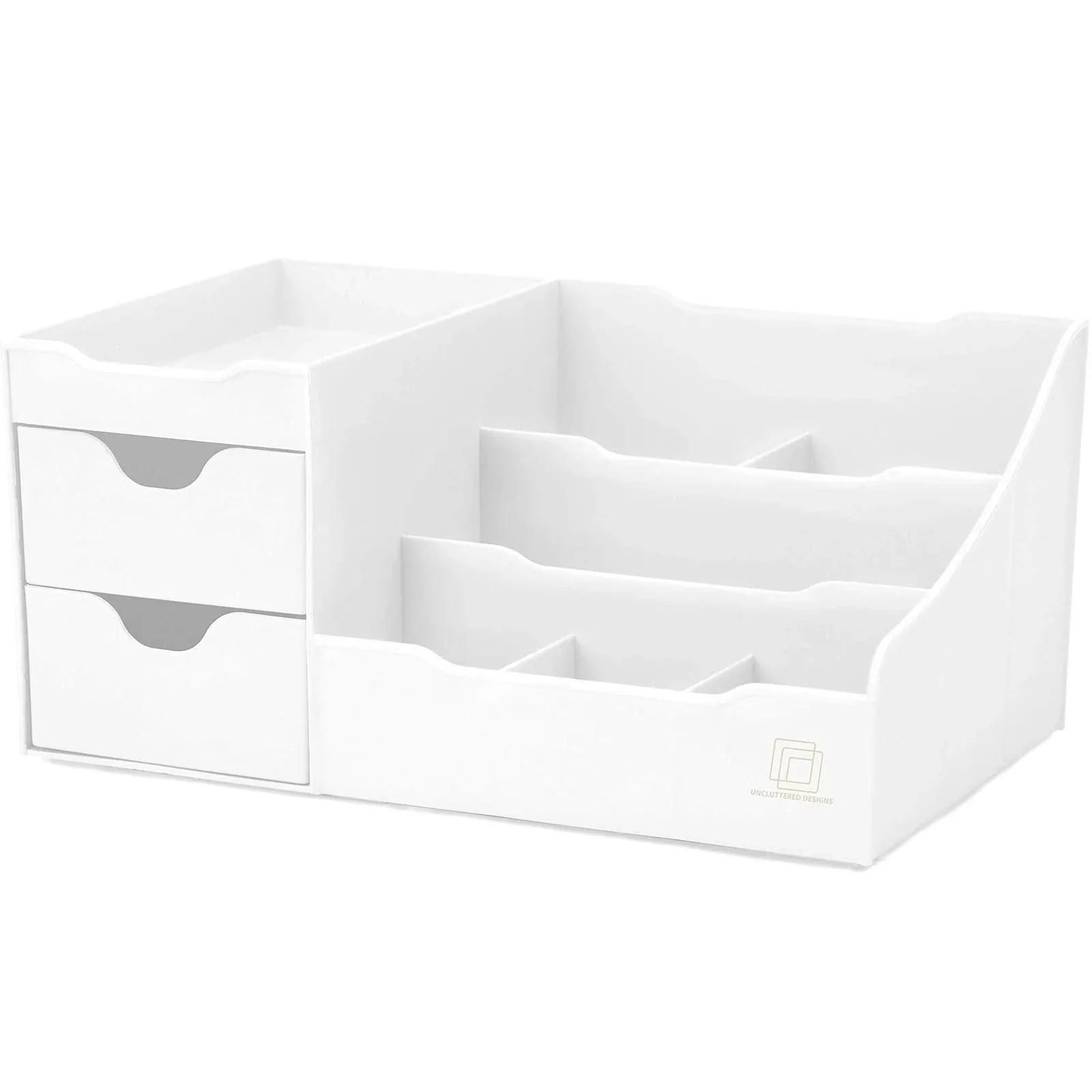 Uncluttered Designs Makeup Organizer with Drawers (White)