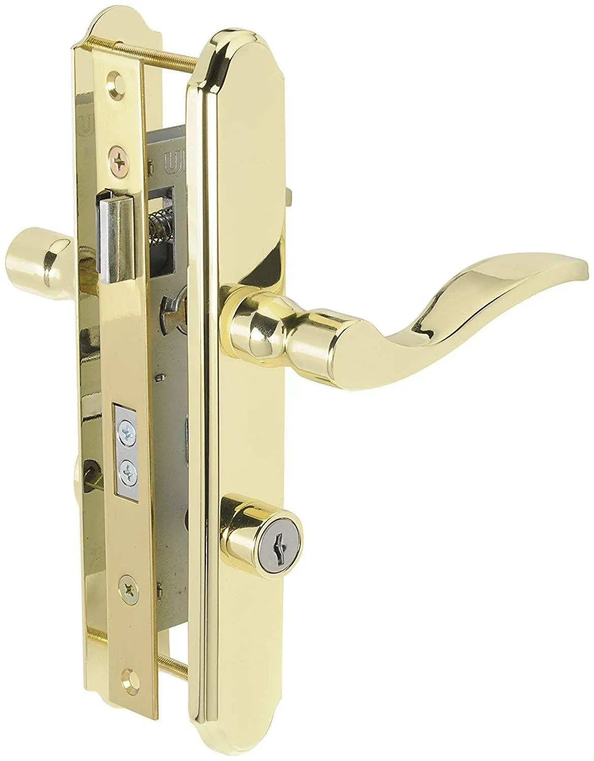 Wright Products - Serenade Mortise Keyed Lever Mount Latch with Deadbolt for Screen and Storm Doors, Polished Brass