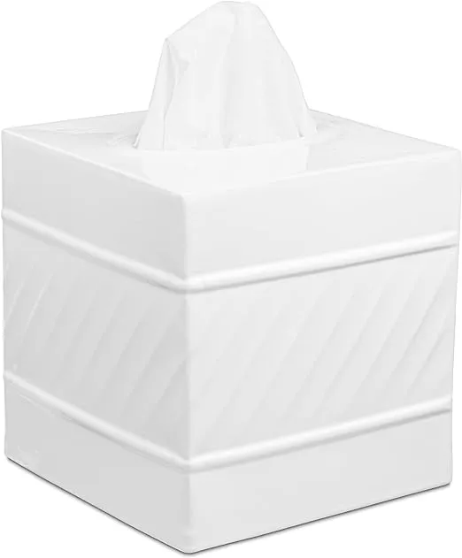 Monarch Abode 39127 Handcrafted Tissue Box Square 5&#034; x x 5.25&#034;, Black 