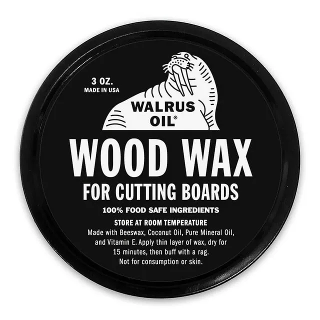 WALRUS OIL - Wood Wax, 3 oz Can, FDA Food-Safe, Cutting Board Wax and Board Cream