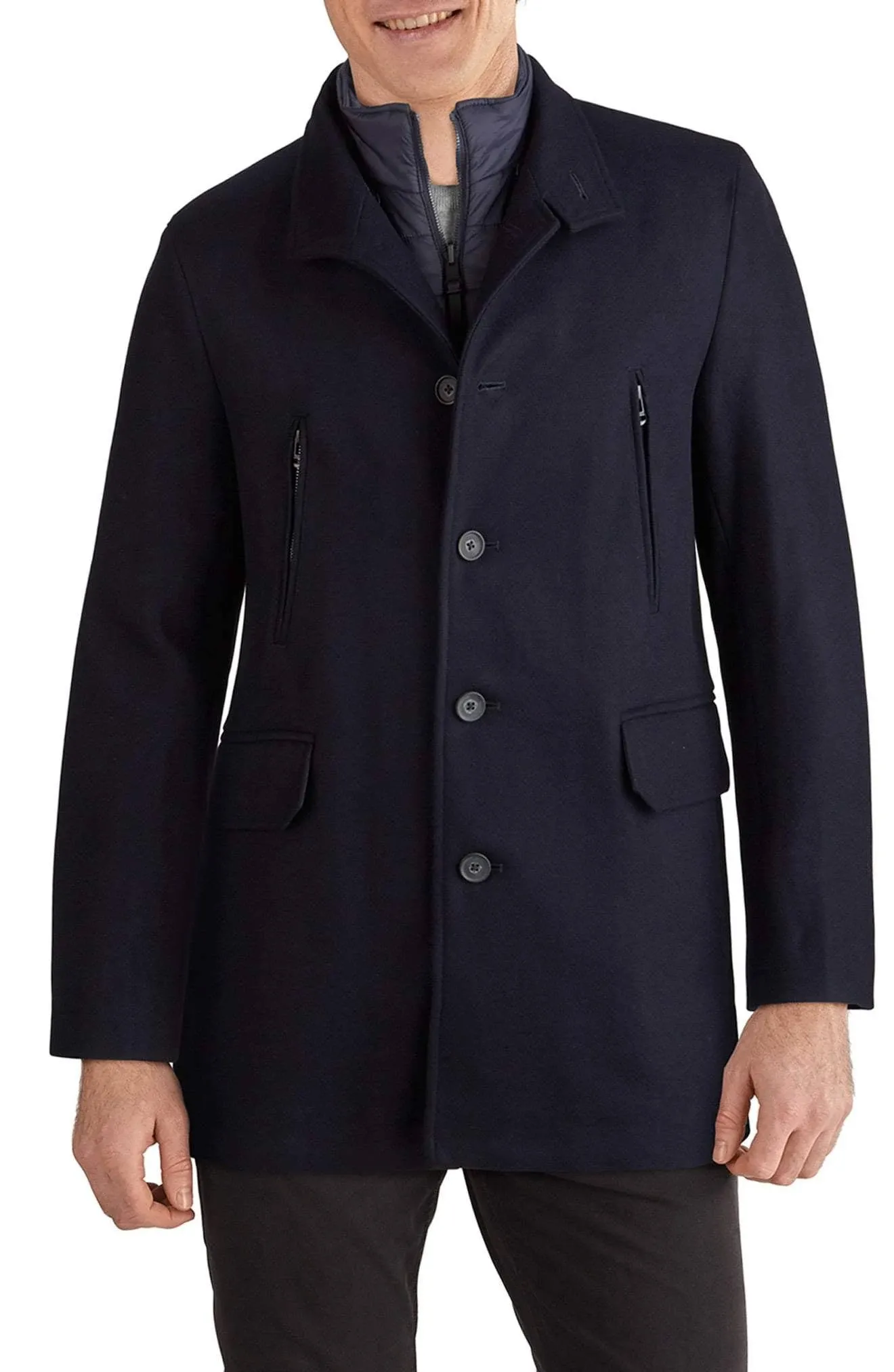 Cole Haan Men's Melton 3-in-1 Wool-Blend Car Coat