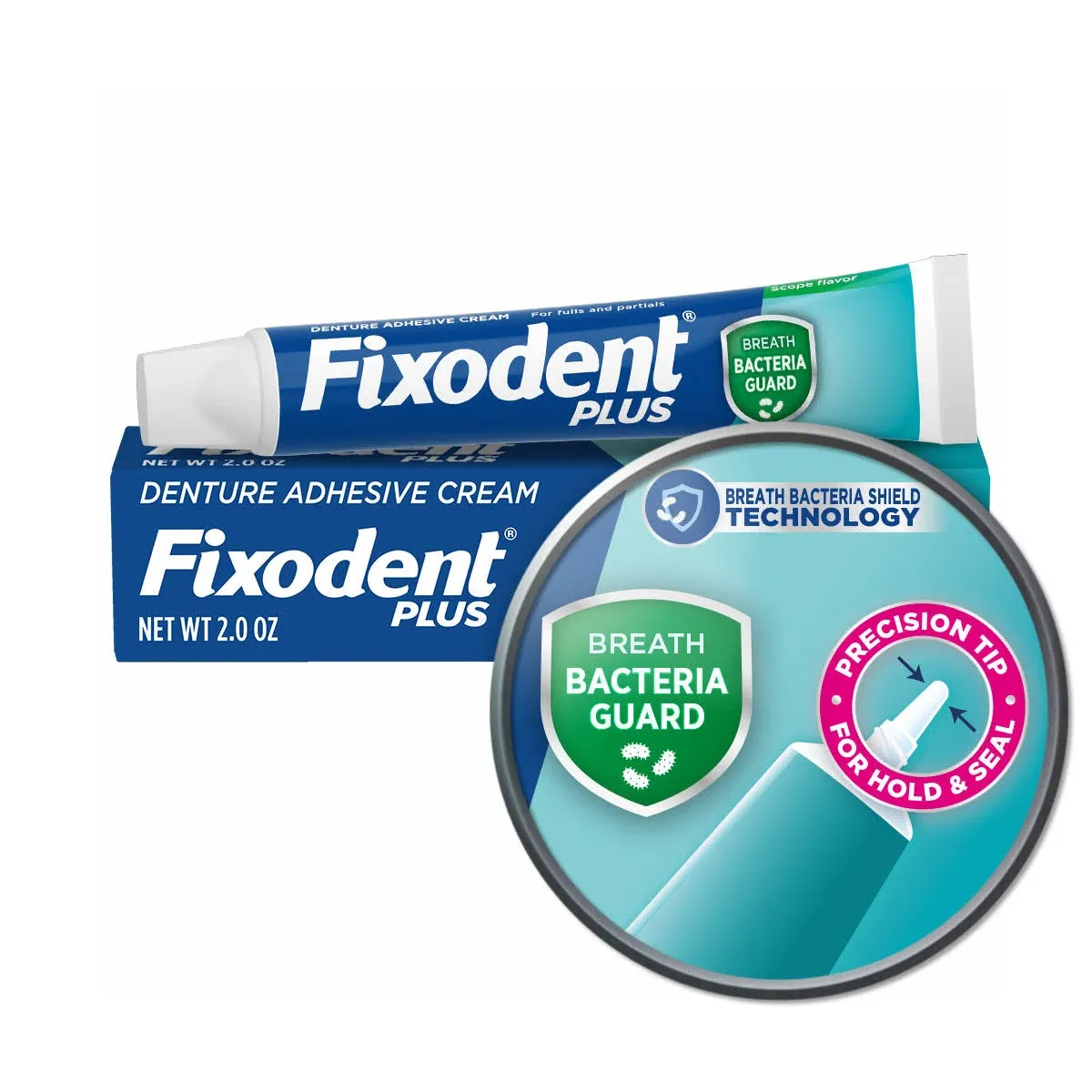 Fixodent Plus Gum Care Precision Hold & Seal Denture Adhesive Cream, 2 oz