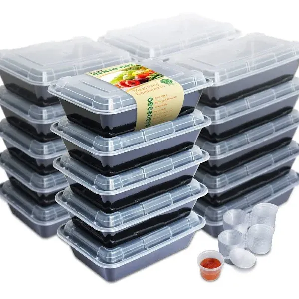 Enther [20 Pack] Single 1 Compartment Meal Prep Containers with Lids, Food ...