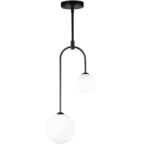 Artcraft Comet 2-Light Semi Matte Black Glass LED Globe Pendant