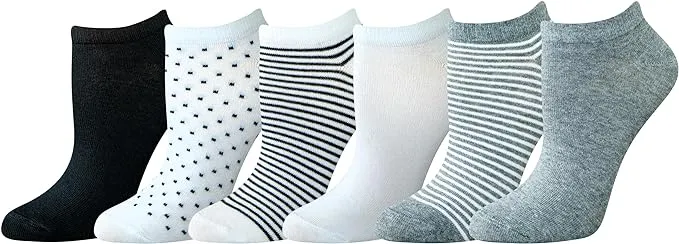 Amazon Essentials Women's Comfortable Low-Cut Cotton Casual Socks, Fit Well, 6 Pairs