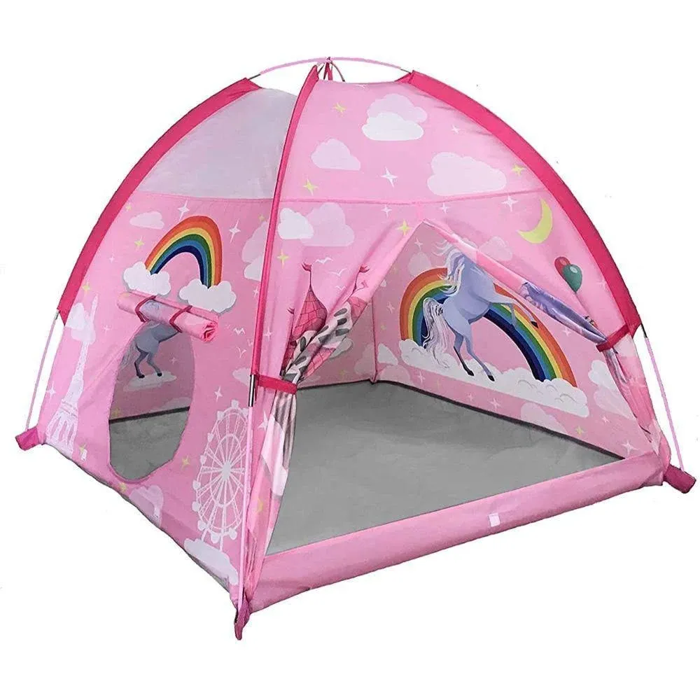 MountRhino Kids Play Tent 48”x48”x42” Pink Unicorn Princess Playhouse Tent for Kids Indoor Outdoor Children Dome Tent for Girls Boys Camping