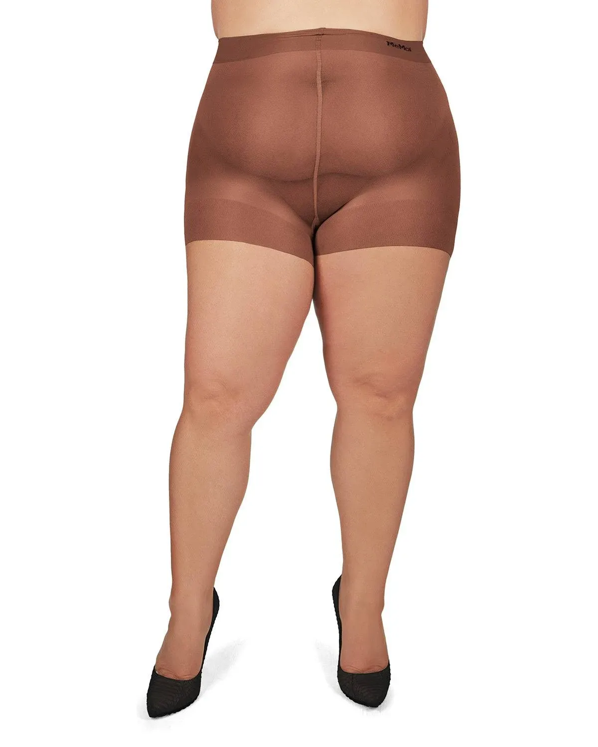 MeMoi Plus Size Curvy Ultra Sheer Control Top Pantyhose 7X / Off Black