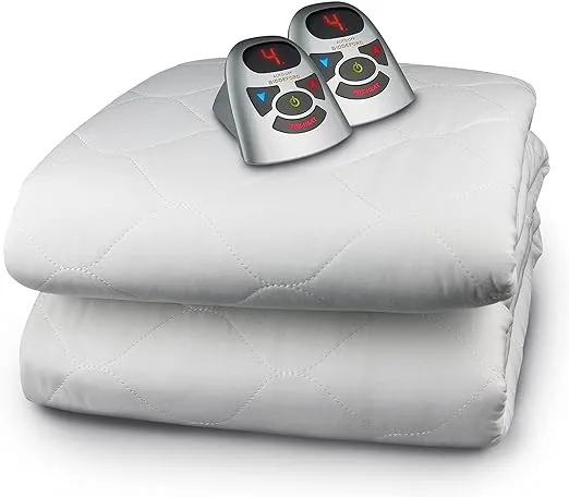 Biddeford Blankets Polyester Electric Heated Mattress Pad with Analog Controller, Twin, White