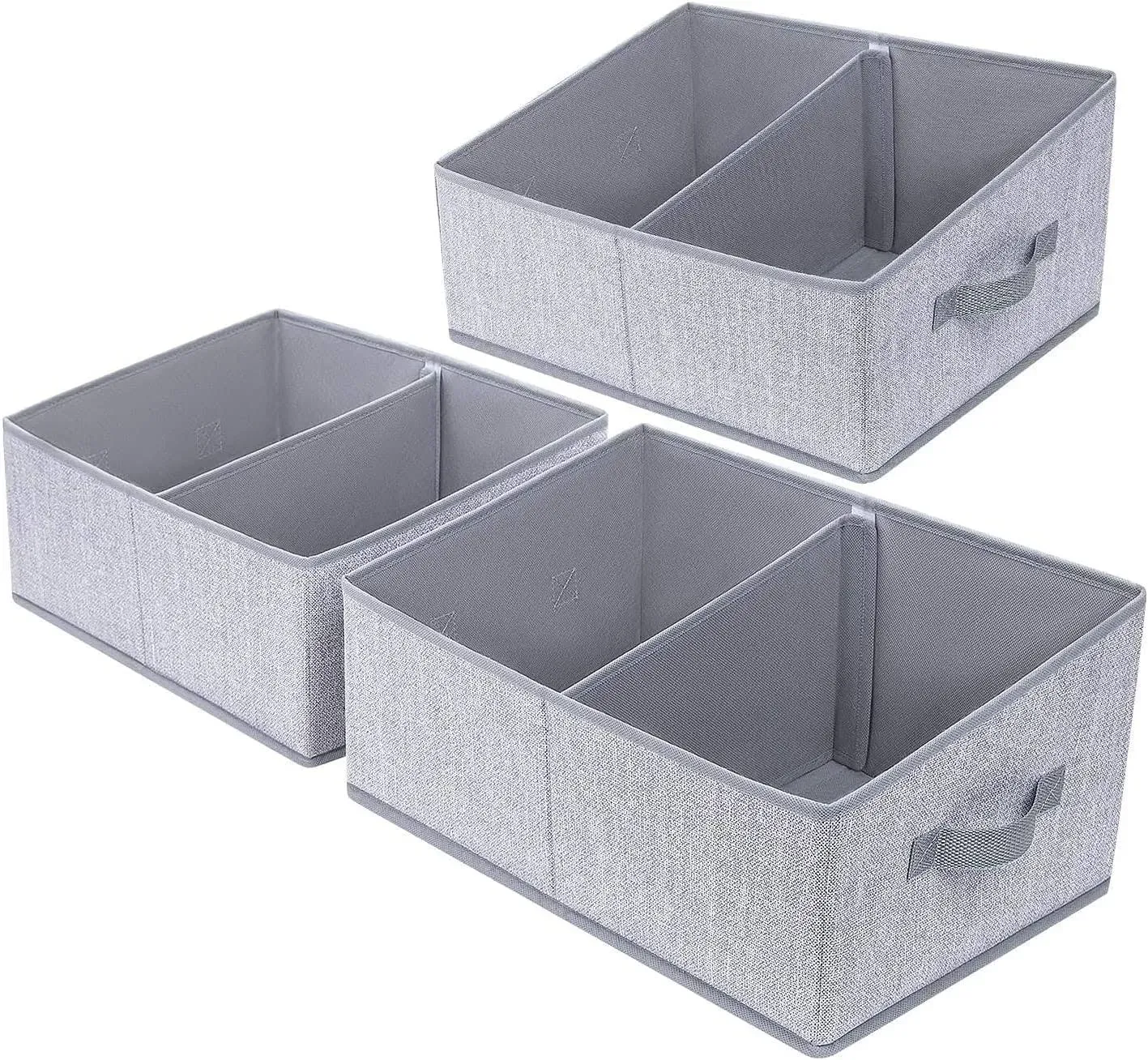  Closet Storage Bins, 3 Pack Storage Baskets for Shelves, Medium Ash Gray