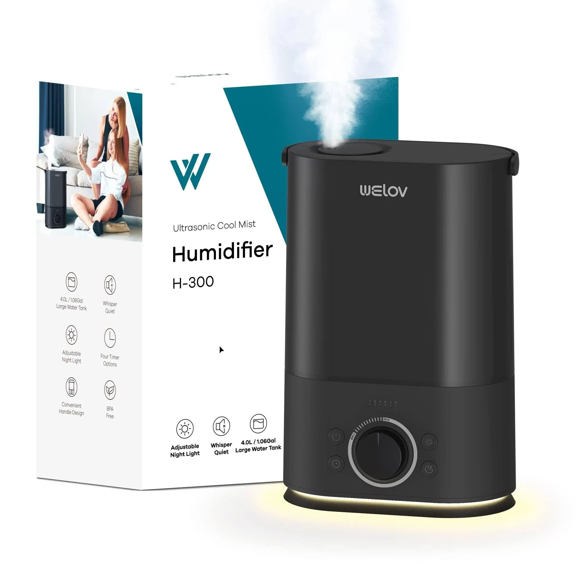 WELOV Humidifiers for Bedroom, 1 Gallon Tank Cool Mist Humidifiers 