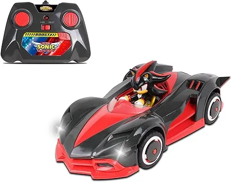 NKOK Team Sonic Racing 2.4GHz Radio Control Toy Car with Turbo Boost - Shadow The Hedgehog 602, Red, Turbo Boost Feature, Features Working Lights, for Ages 6 and up