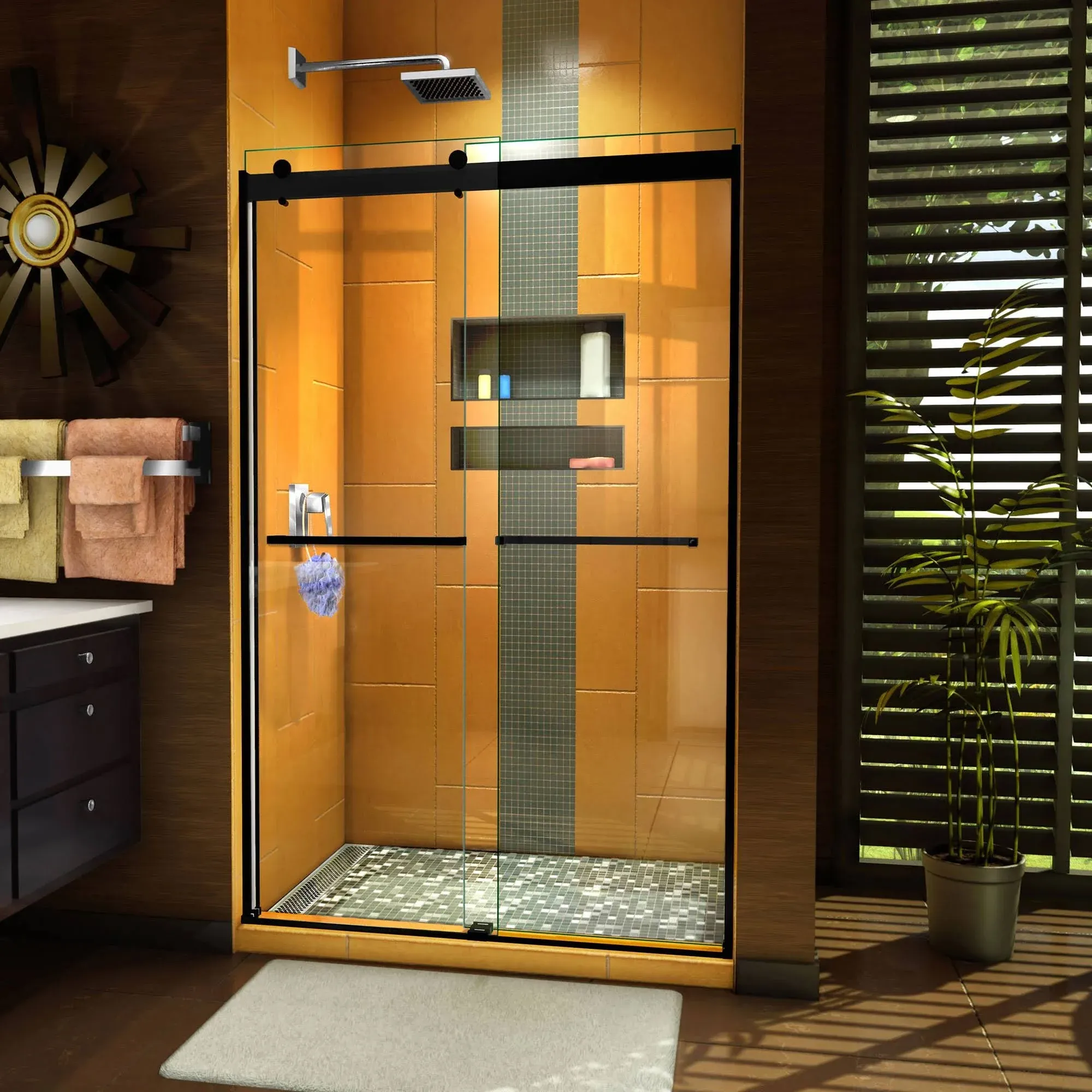 DreamLine Sapphire 44-48"Wx76"H Bypass Shower Door in Brushed Nickel, 48" - Contemporary - Shower Doors - by Kolibri Decor | Houzz