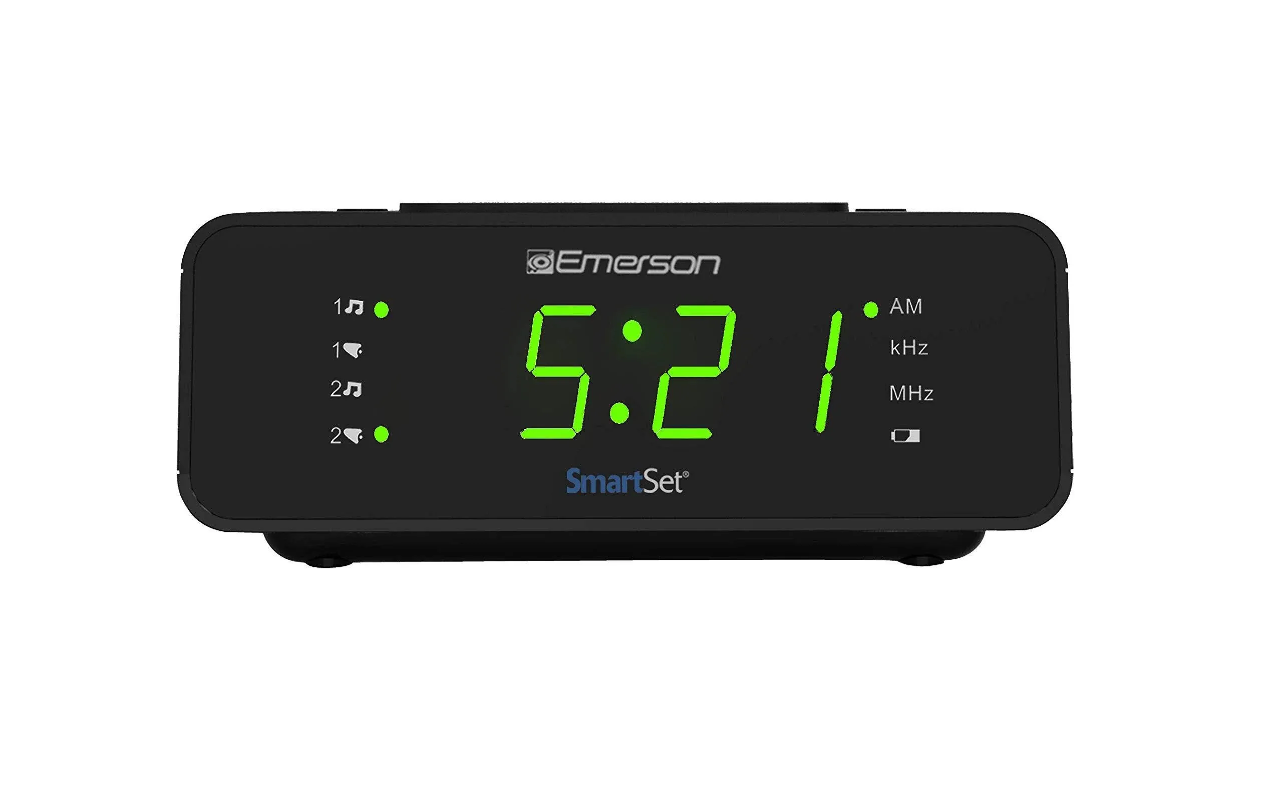 Emerson SmartSet Alarm Clock with AM/FM Radio, Dimmer, Sleep Timer, LED Display