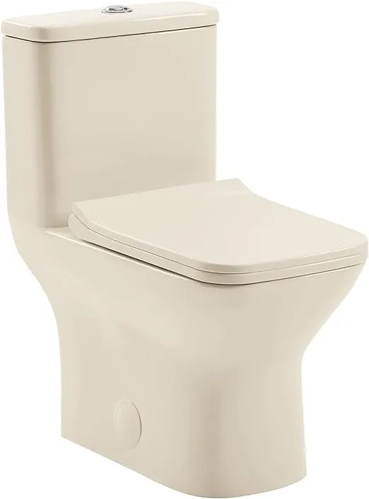 Carre 1-piece 1.1/1.6 GPF Dual Flush Square Toilet in Bisque Seat Included