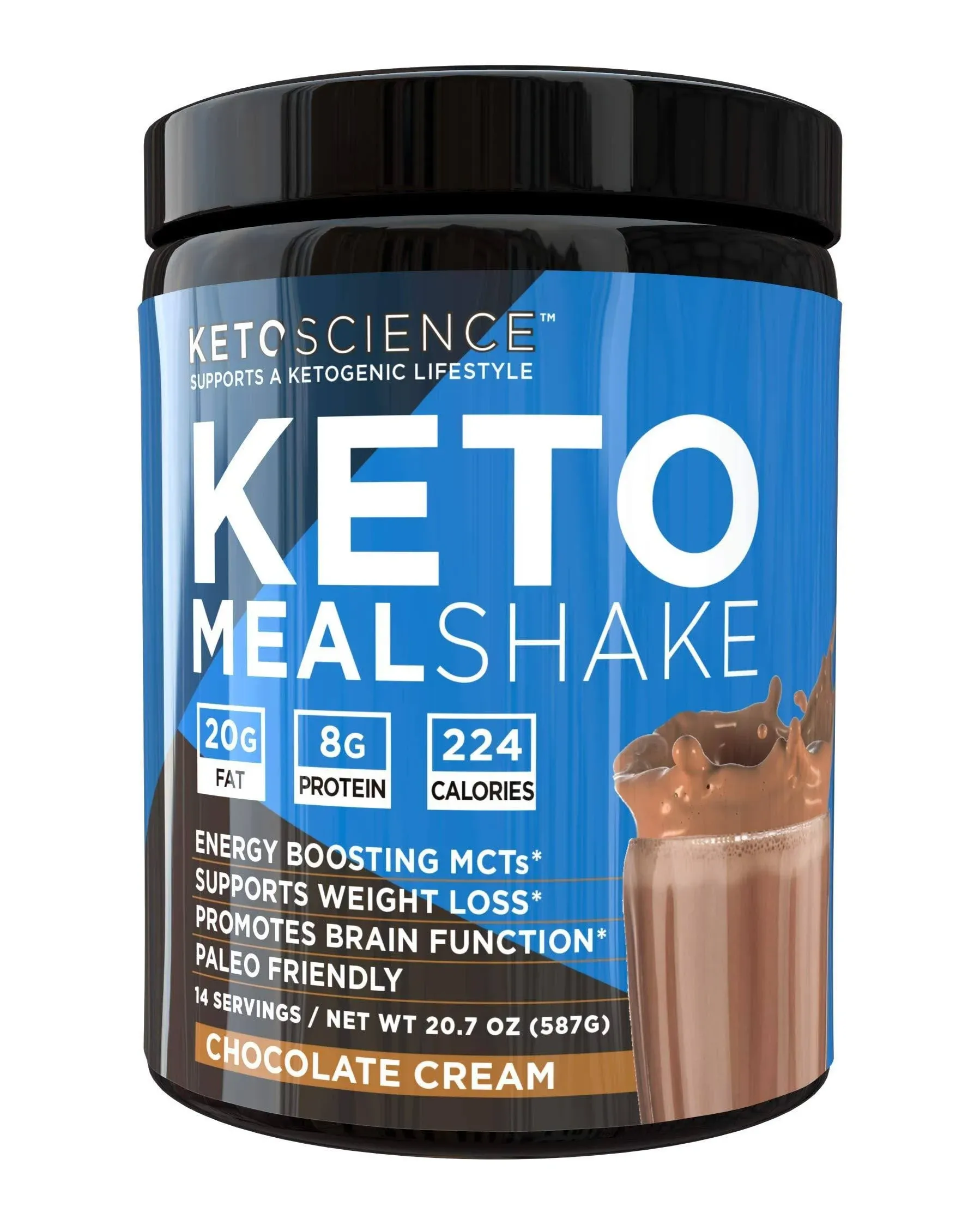 Keto Science Meal Shake, Ketone Drink, Chocolate, 20.7 oz., 14 servings