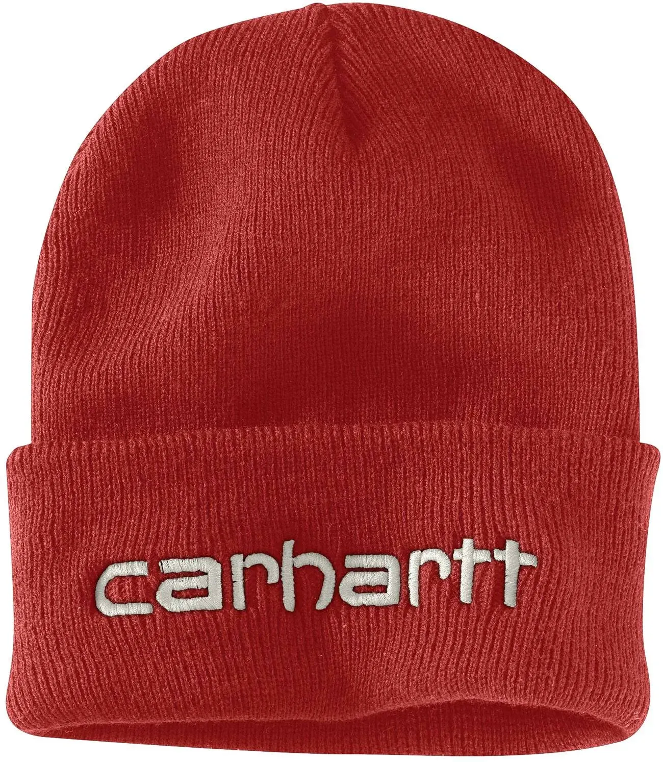 Carhartt 3M Thinsulate Embroidered Logo Knit Cuffed Beanie Red Hat NEW