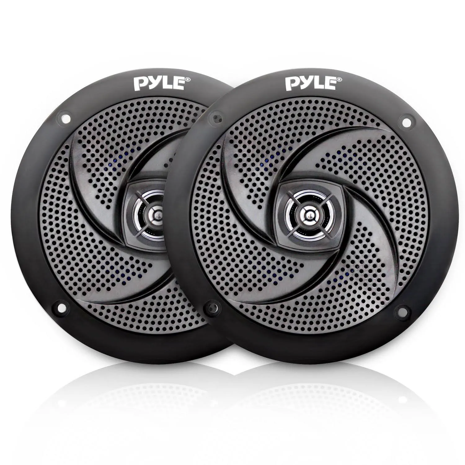 Pyle Low-Profile Waterproof Marine Speakers - 100W 4 Inch 2 Way 1 Pair Slim Style Waterproof and Weather Resistant Outdoor Audio Stereo Sound System, For Boat, Off-Road Vehicles, Black