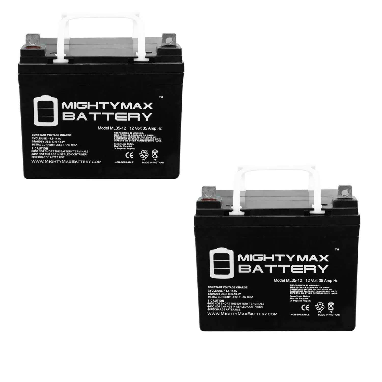 Mighty Max Battery ML35-12 - 12V 35AH Hoveround ALL MODELS Replacement Battery - 2 Pack