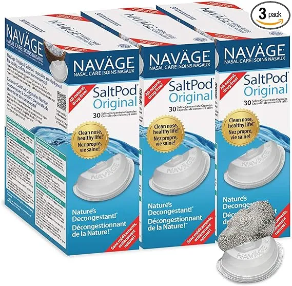 Navage SaltPod Bundle 3 30-Packs (90 SaltPods) - Navage Salt Pod Refills Only - Exclusively Designed for The Navage Nasal Irrigation System - Sinus Rinse and Saline Pods for Fast and Soothing Relief