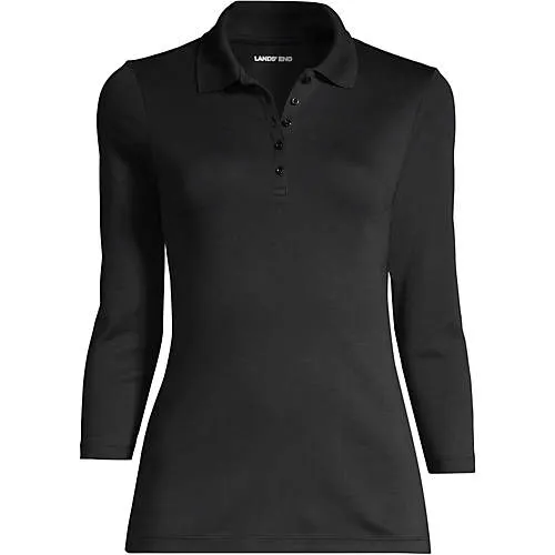 Lands' End Women's Supima Cotton 3/4 Sleeve Polo Shirt