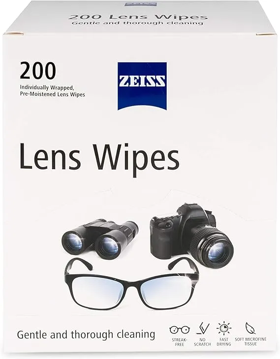 ZEISS Pre-Moistened Lens Cleaning Wipes, 200 Count