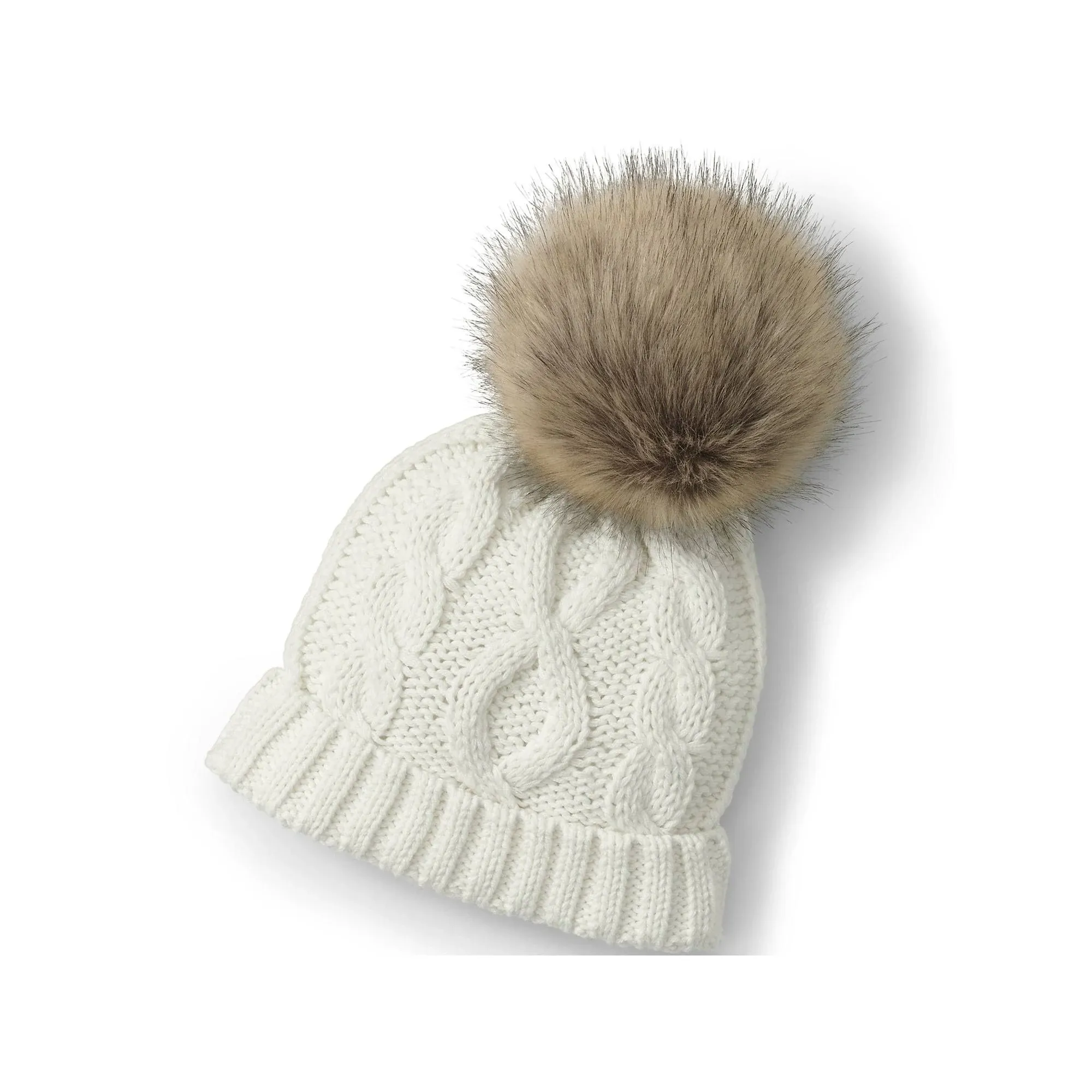 Girls Lands' End Novelty Faux Fur Pom Hat