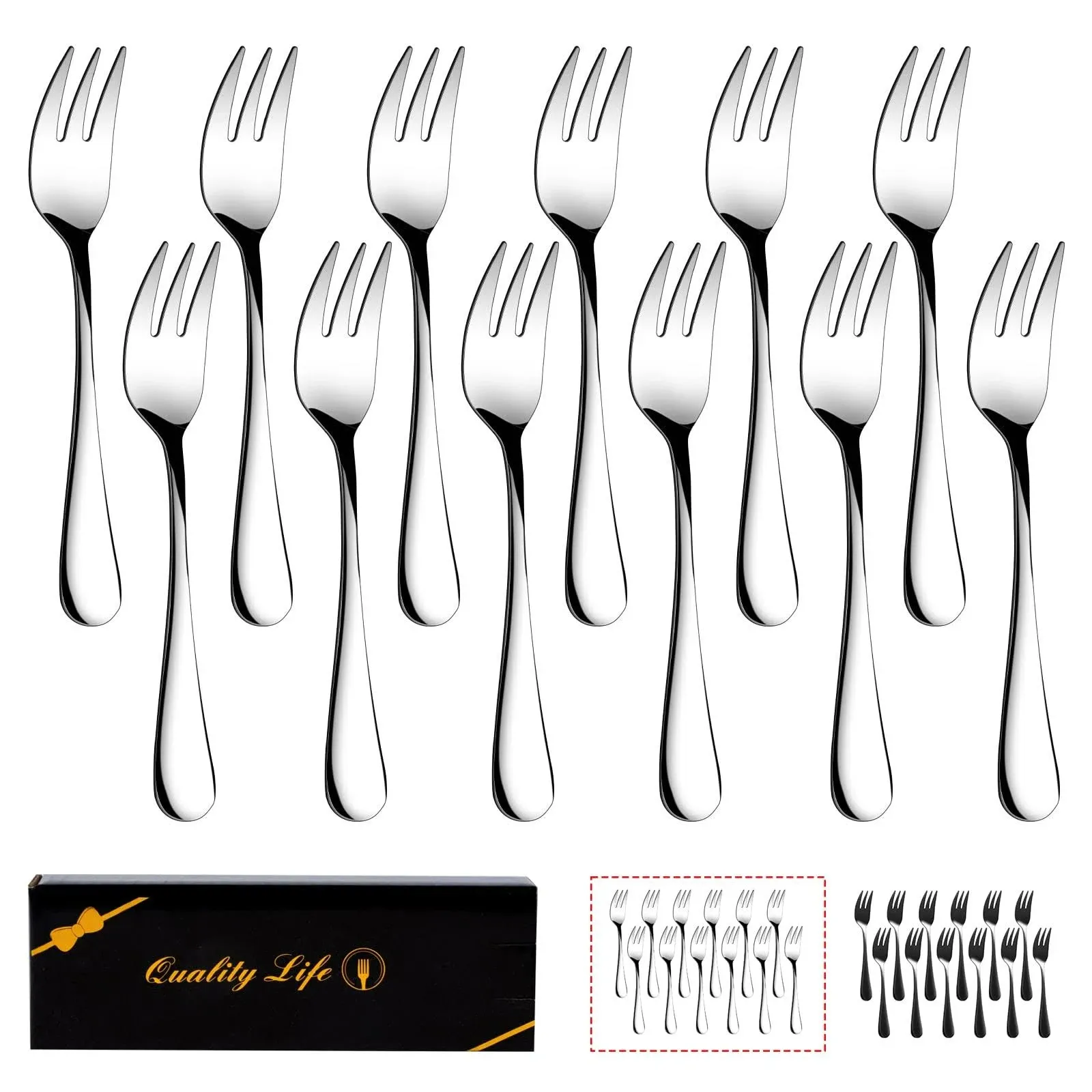 XXZWSJSH Dessert Forks Set of 12, 5.5Inches, Stainless Steel Cocktail Forks ...