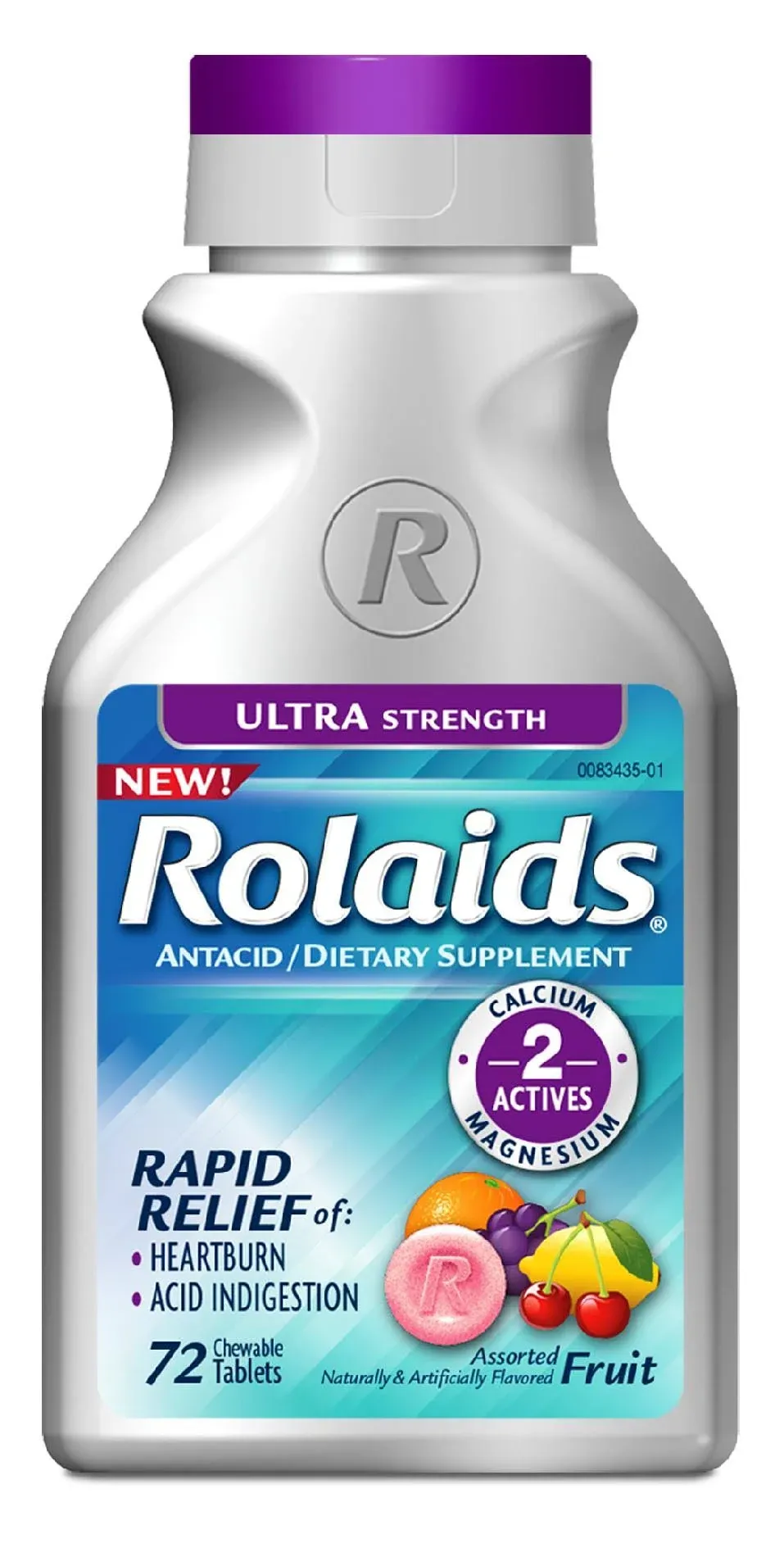 Rolaids Ultra Strength Antacid, Assorted Fruit, 72 Chewable Tablets,