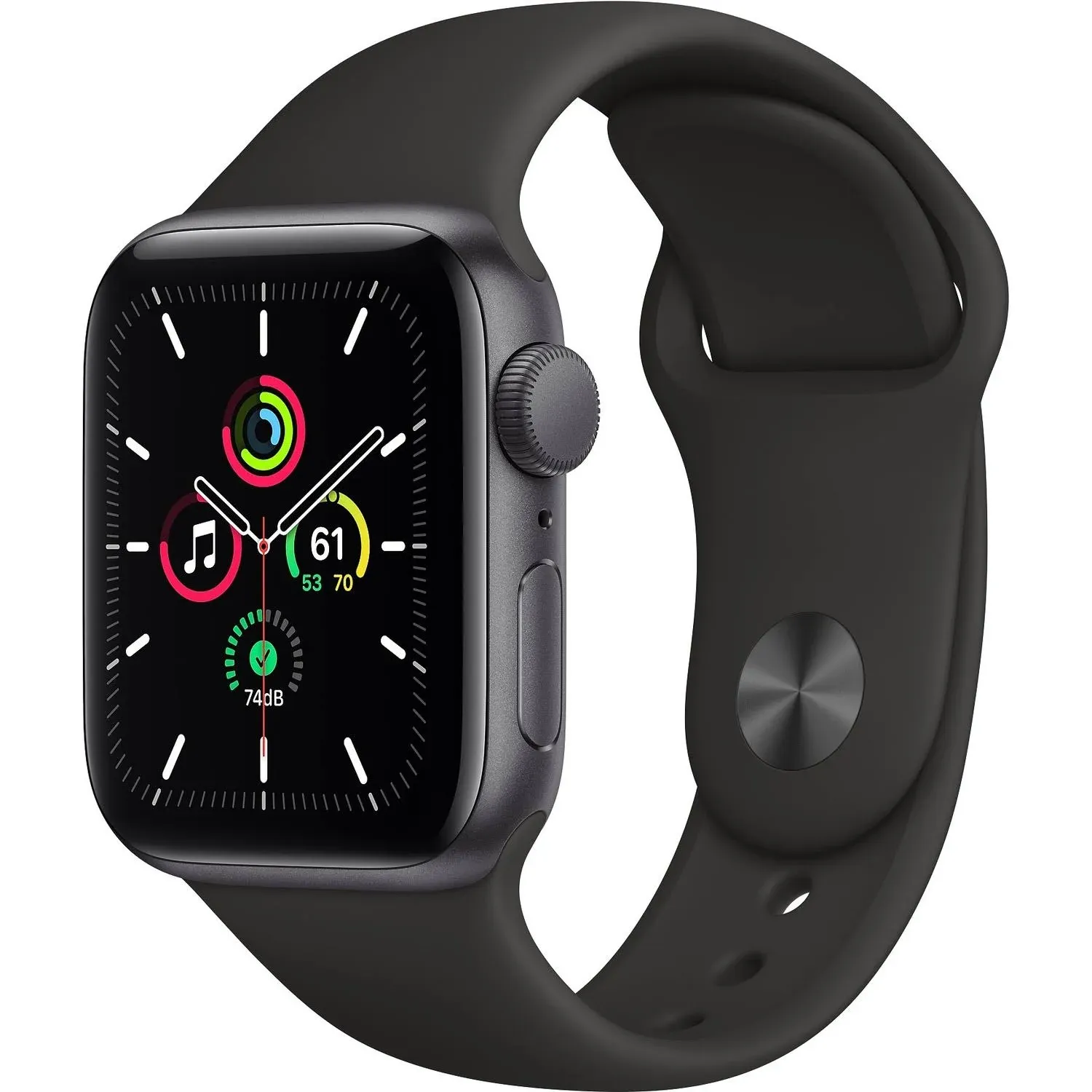 Apple Watch SE - 44mm - GPS + Cellular - Space Gray Aluminum Case - Black Sports Band