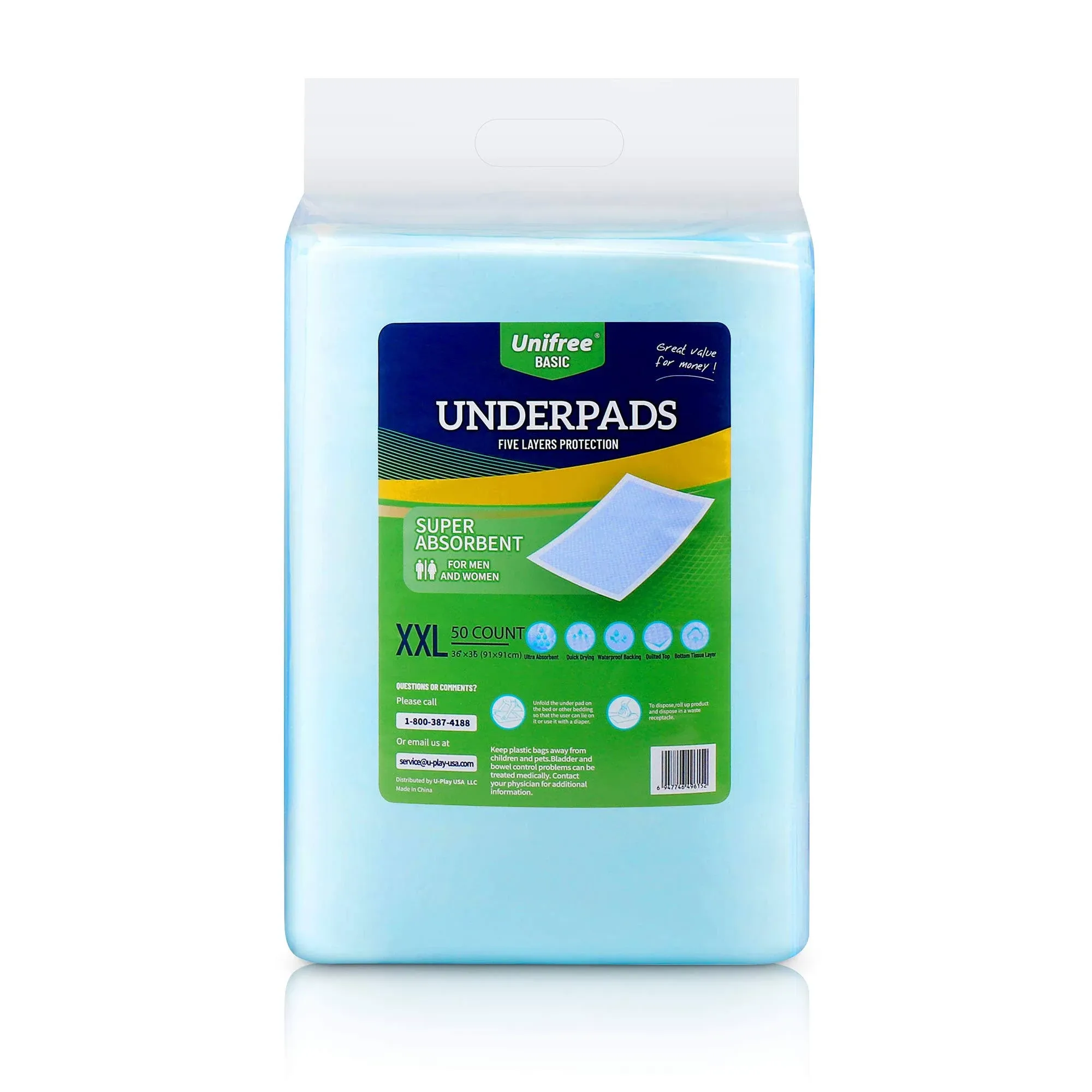 Disposable Underpads, Bed Pads, Incontinence Pad, Super Absorbent, 50 Count, ...