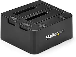 StarTech.com Dual-Bay USB 3.0 To SATA Hard Drive Docking Station, USB Hard Drive Dock, External 2.5/3.5" SATA I/II/III, SSD/HDD Docking Station, Hot-Swap Hard Drive Bay, Top-Loading (SDOCK2U33),Black