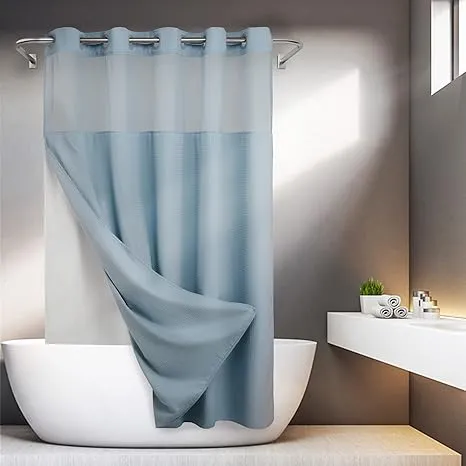 Hookless 71-in W x 74-in L White Solid Mildew Resistant Shower Curtain + Liner