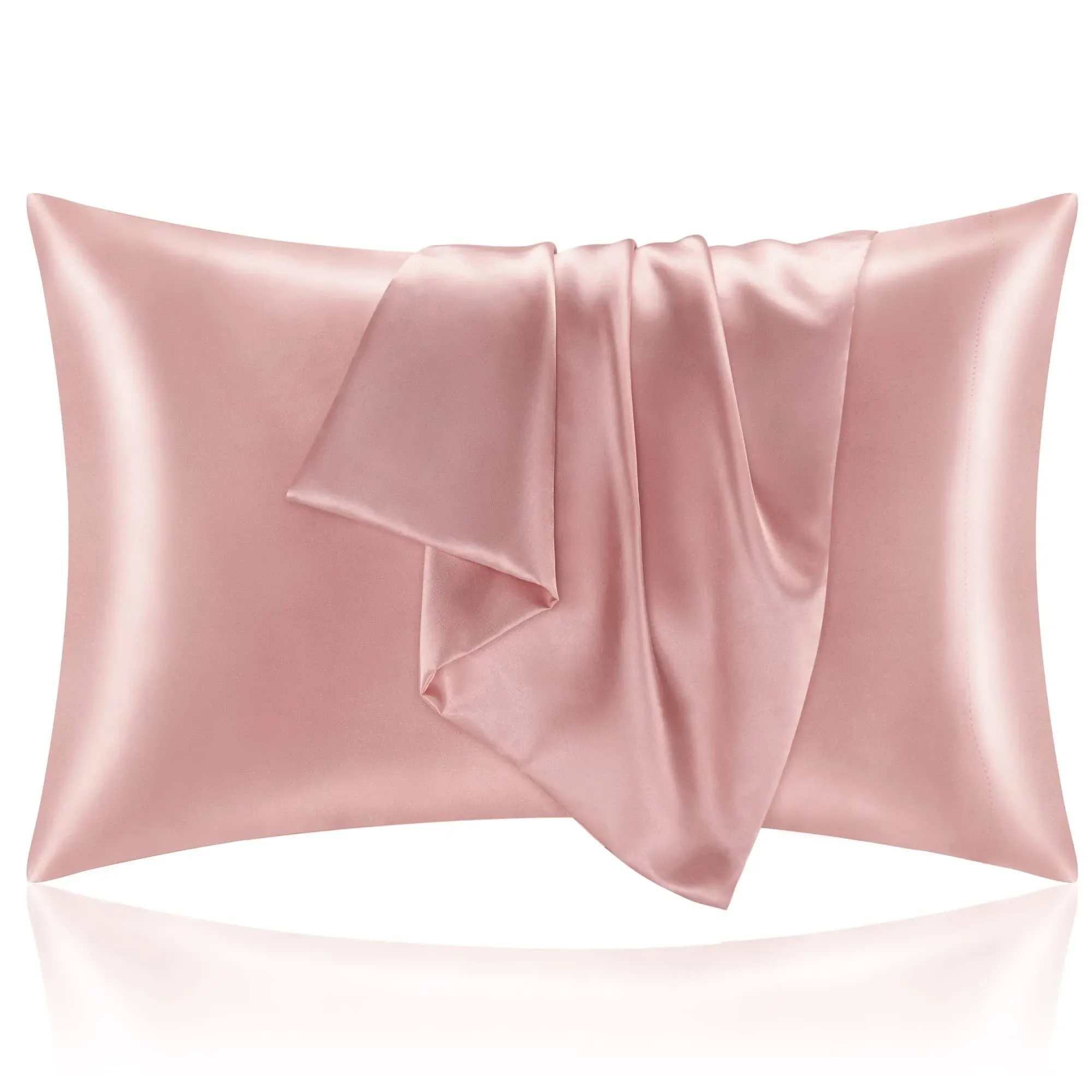 BEDELITE Satin Pillowcase for Hair and Skin, Super Soft and Cooling Similar to Silk Pillow Cases 2 Pack with Envelope Closure, Gift for Women Men(20"x30" Queen Size, Pink)