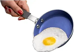 Granitestone Blue Mini Nonstick Egg Pan & Omelet Pan – 5.5” Single Serve Egg Frying Pan Nonstick/Skillet, Diamond Infused, Small Frying Pan Designed for Eggs Pancakes, Non Toxic, Dishwasher SafeGranitestone Blue Mini Nonstick Egg Pan & Omelet Pan – 5.5” 